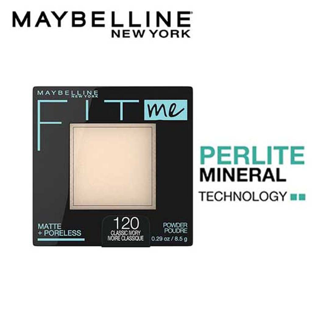 Fit Me Matte + Poreless Pressed Face Powder Makeup & Setting Powder, Classic Ivory & Porcelain, 1 Count Each