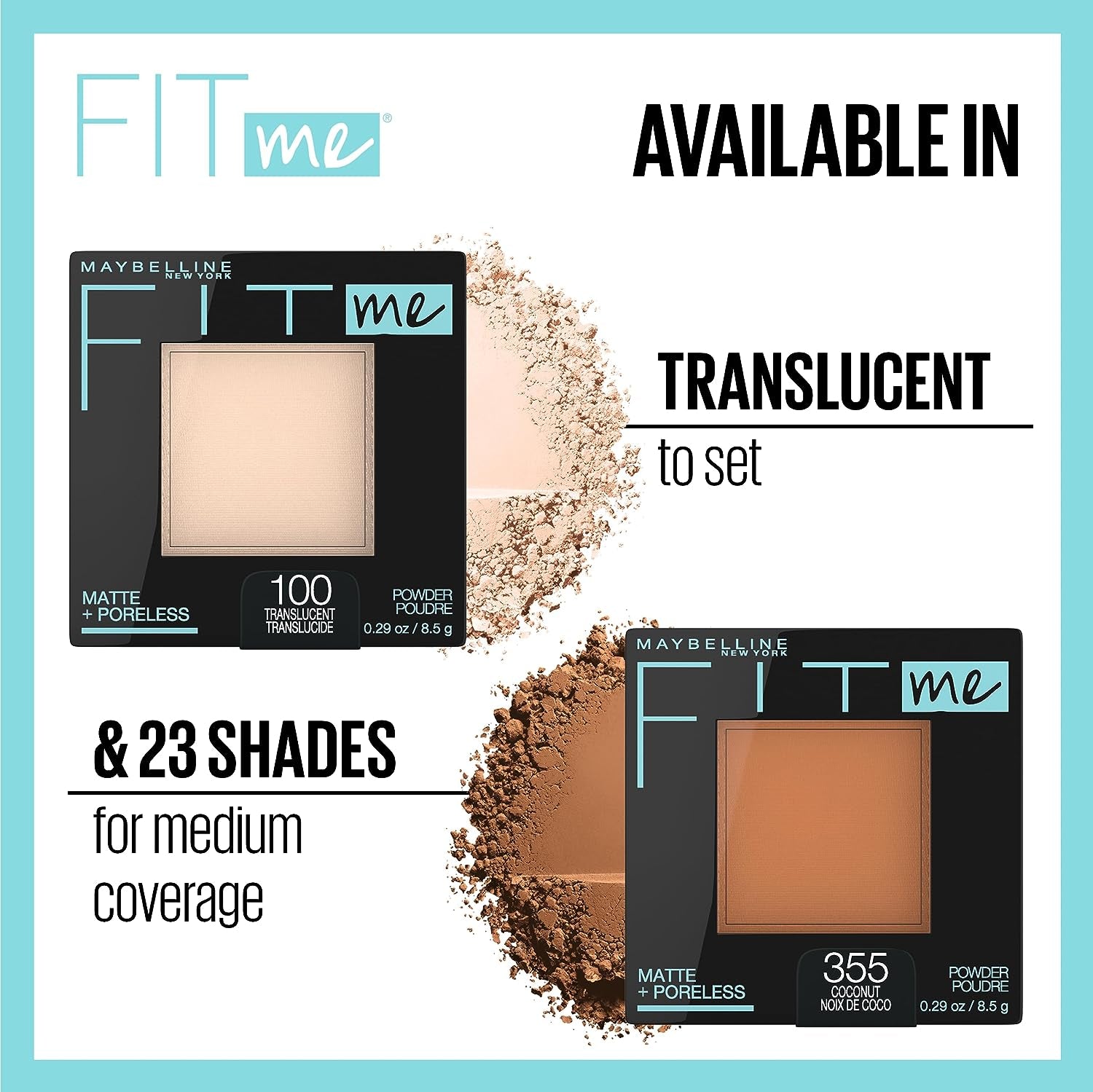 Fit Me Matte + Poreless Liquid Foundation Makeup & Pressed Powder Face Makeup, Warm Coconut & Coconut, 1 Count Each