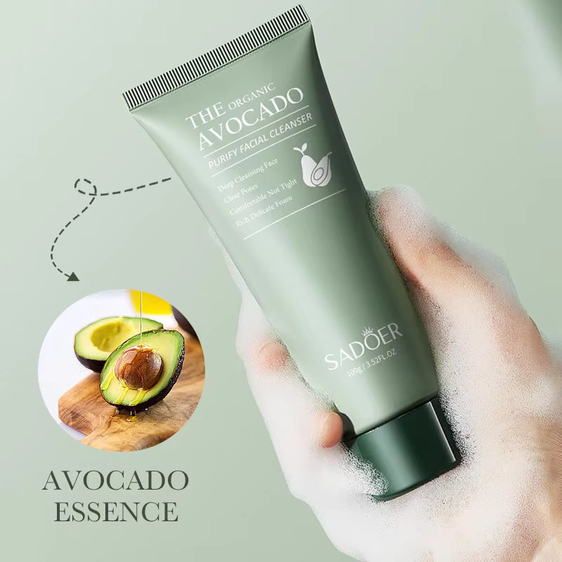 SAODER Avocado Facial Cleanser Face Wash Foam Face Cleanser Moisturizing Exfoliating Facial Cleansing Face Skin Care Products