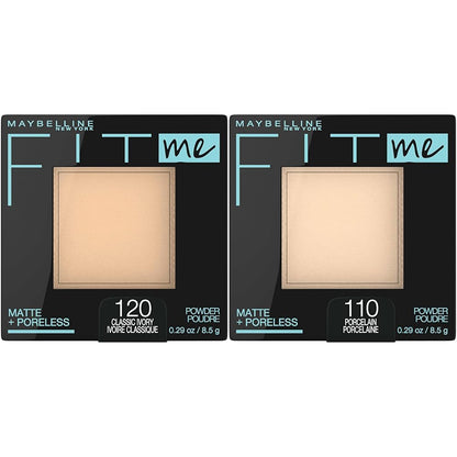 Fit Me Matte + Poreless Pressed Face Powder Makeup & Setting Powder, Classic Ivory & Porcelain, 1 Count Each